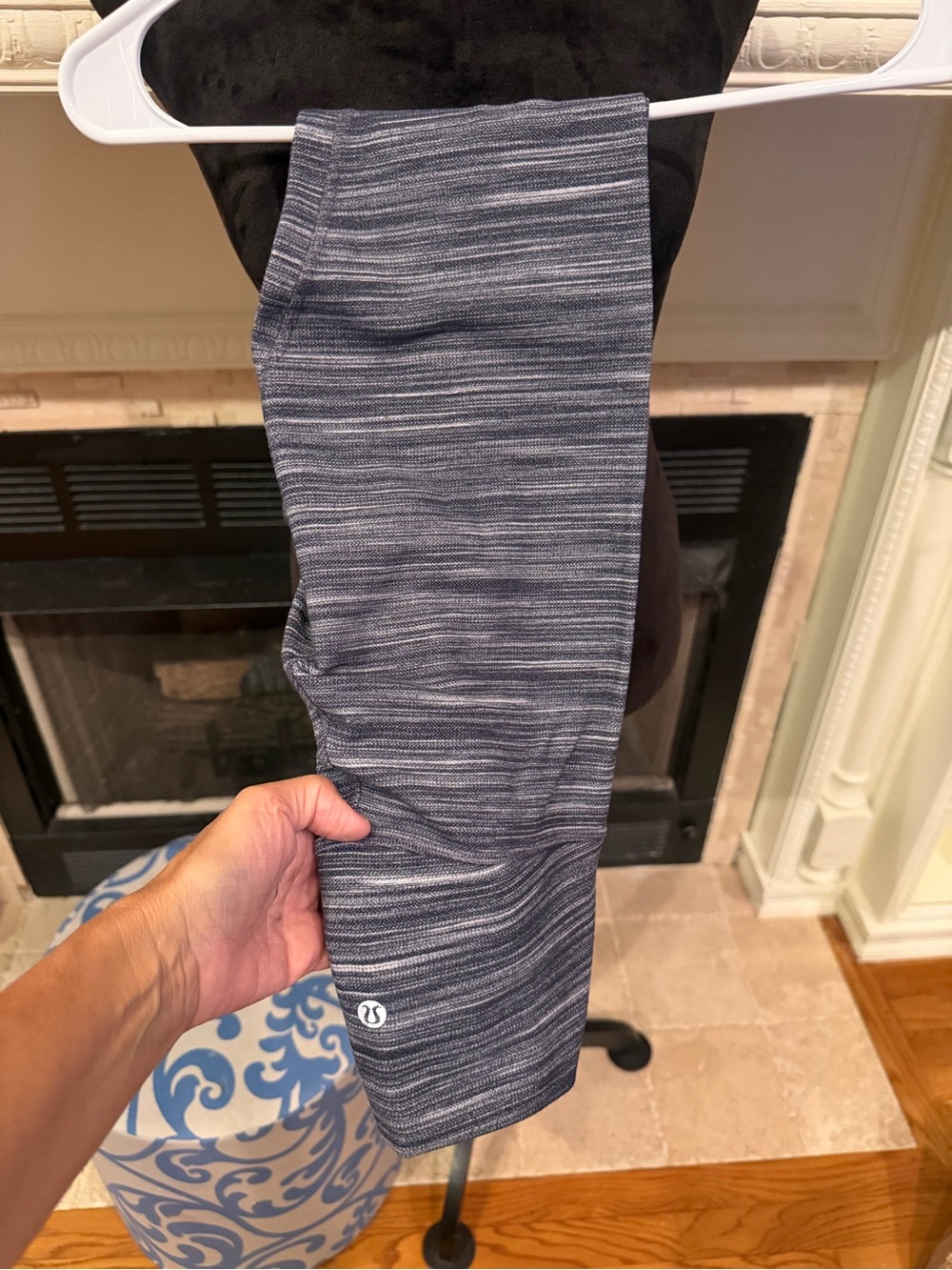 lululemon striped charcoal and heathered gray leggings
